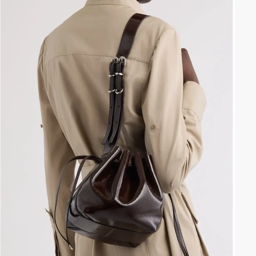 Givenchy Small Pumpkin Drawstring Leather Bucket Bag in Ebony NWT
